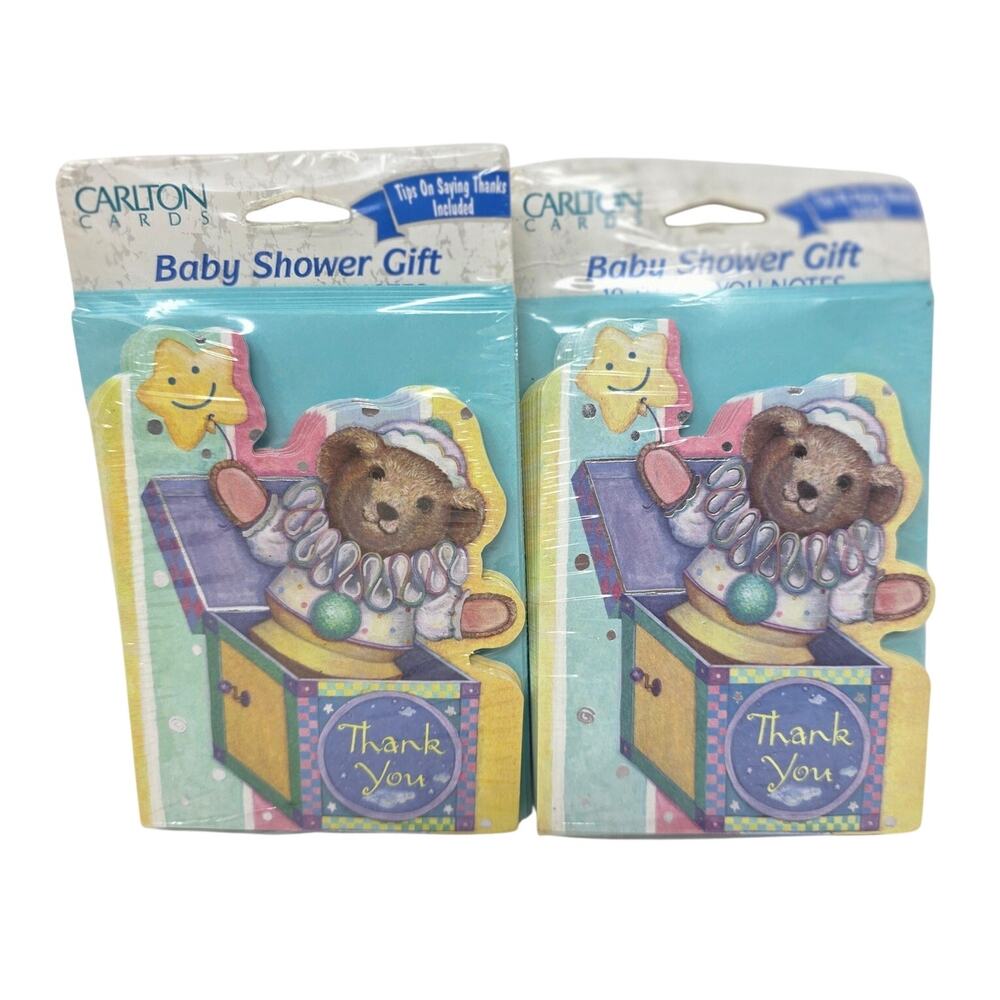 Vintage Carlton Cards Baby Shower Thank You Notes 2 Sealed Packs Teddy Bear